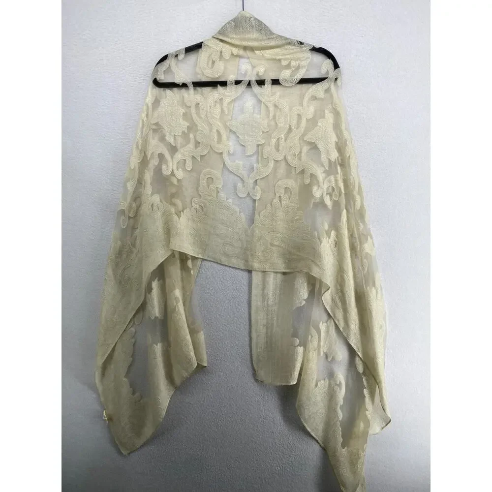 PRETTY PERSUASIONS Scarf Shanghai Night Sheer Jacquard Shawl Coverup Off White